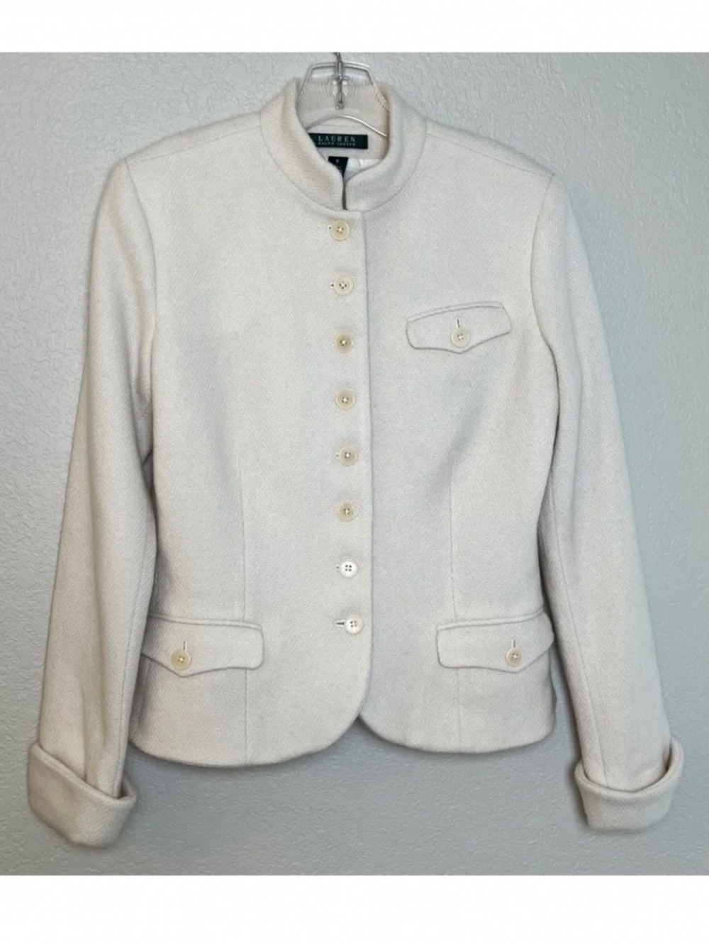 Lauren Ralph Lauren Wool Blend Herringbone Blazer Coat - Picture 3 of 16